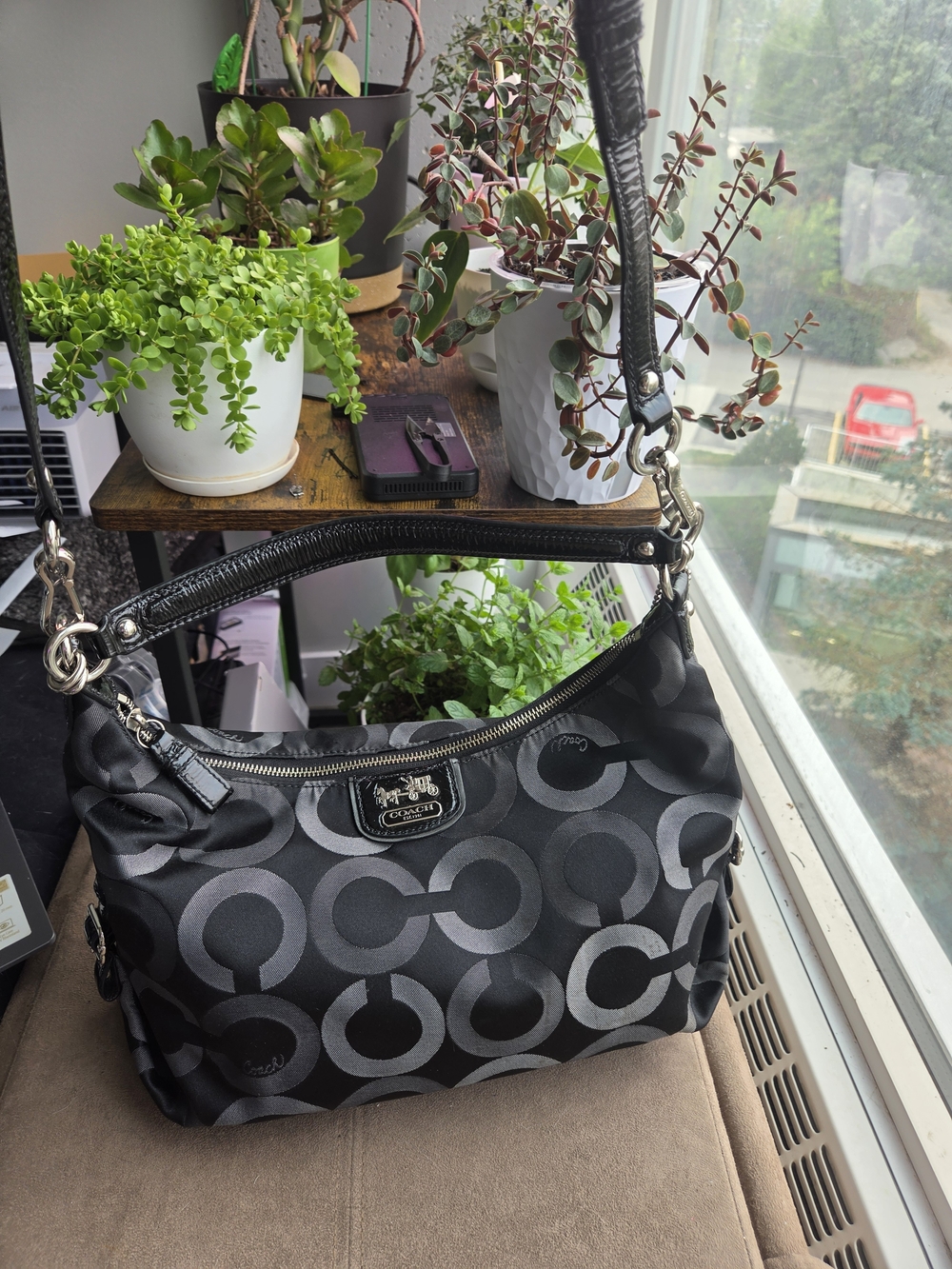 Coach Black Signature Hobo Bag